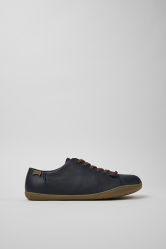 Side view of Peu Blue Leather Men's Shoes.