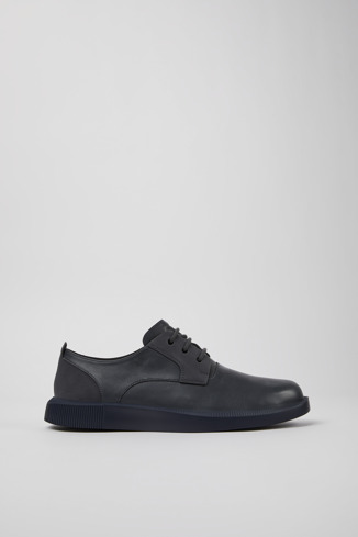 Side view of Bill Dark gray leather and nubuck shoes for men