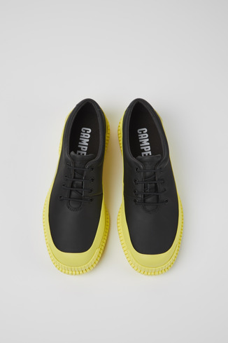 Alternative image of K100360-047 - Pix - Black and yellow leather lace-up shoes for men