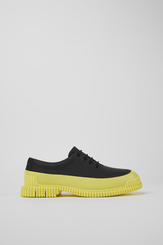 Pix Chaussures à lacets en cuir noir et jaune homme