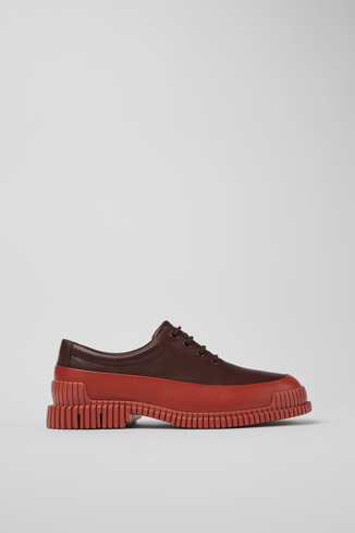 Side view of Pix Red and brown shoes for men