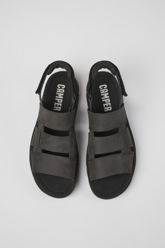 Alternative image of K100470-004 - Oruga - Brown leather and textile sandals for men