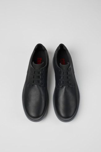 Overhead view of Smith Black leather shoes for men