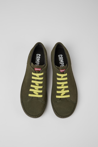 Overhead view of Peu Touring Green nubuck sneakers for men
