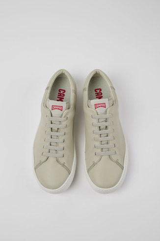 Overhead view of Peu Touring Gray leather sneakers for men