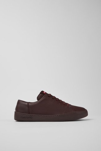 Side view of Peu Touring Burgundy leather sneakers for men