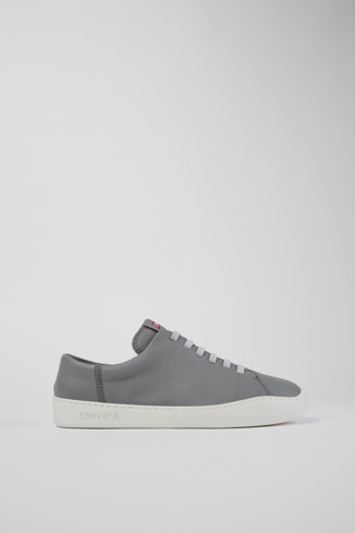 Side view of Peu Touring Gray Leather Sneaker for Men