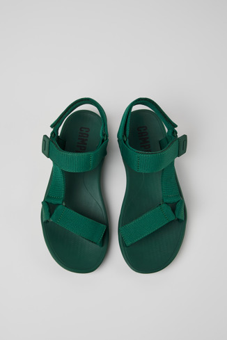 Match Erkek için yeşil tekstil sandalet modelin üstten görünümü