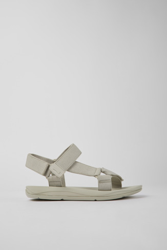 Side view of Match Gray textile sandals for men