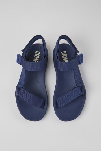 Overhead view of Match Blue textile sandals for men