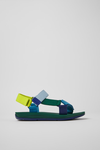 Side view of Match Multicolored textile sandals for men