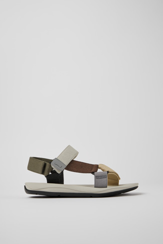 Side view of Match Multicolored textile sandals for men
