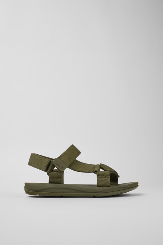 Side view of Match Green Textile Sandal for Men