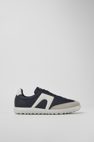 Side view of Pelotas XLite Blue textile and leather sneakers for men