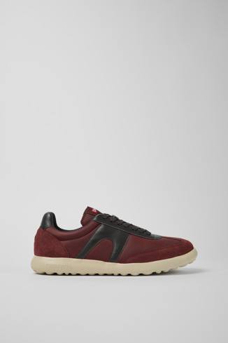 Side view of Pelotas XLite Burgundy textile and leather sneakers for men