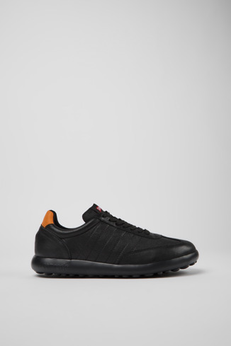 Side view of Pelotas XLite Black and orange sneakers for men