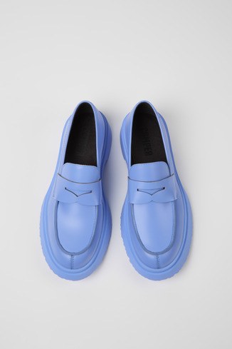 Overhead view of Walden Blue leather loafers for men