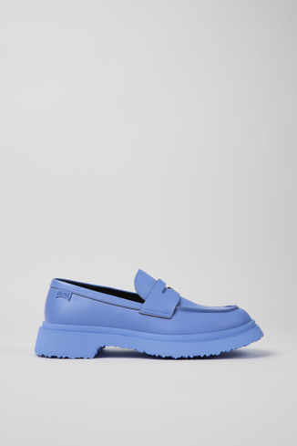 Side view of Walden Blue leather loafers for men