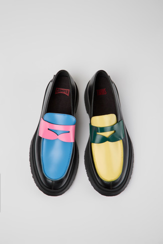 Overhead view of Twins Multicolored leather loafers for men