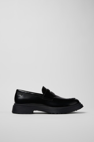 Side view of Walden Black leather loafers for men