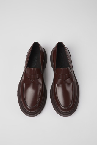 Overhead view of Walden Burgundy leather loafers for men
