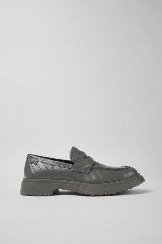 Side view of Twins Gray leather loafers for men