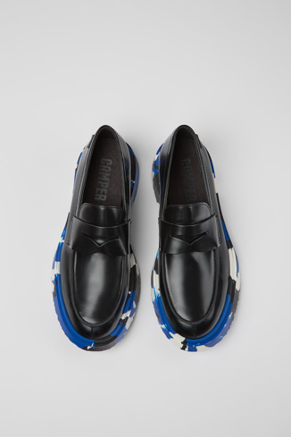 Overhead view of Walden Black Leather Moccasin for Men