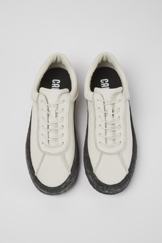 Overhead view of Bark White leather shoes for men