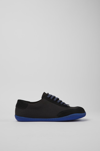 Side view of Peu Black recycled PET and nubuck shoes for men