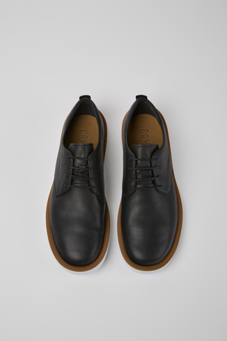Overhead view of Wagon Black leather men's shoes