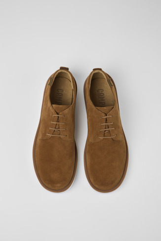 Overhead view of Wagon Brown nubuck shoes for men