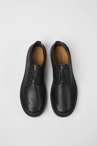 Overhead view of Wagon Black leather shoes for men
