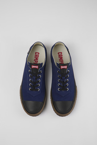 Overhead view of Camaleon Blue recycled cotton sneakers for men