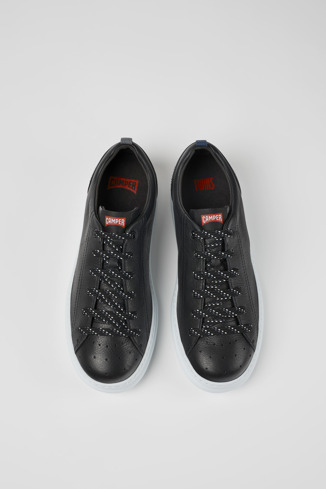 Overhead view of Twins Black leather sneakers for men
