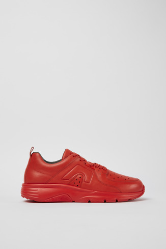 Side view of Drift Red leather sneakers for men