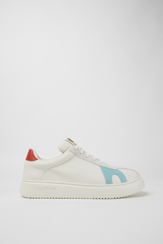 Side view of Twins White suede and leather sneakers