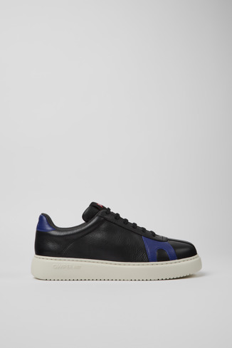 Side view of Runner K21 Black suede and leather sneakers