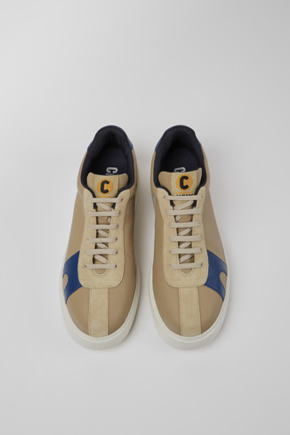Alternative image of K100743-010 - Runner K21 - Beige and blue leather and nubuck sneakers for men