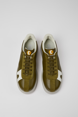 Alternative image of K100743-011 - Runner K21 - Green and white leather and suede sneakers