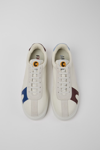 Overhead view of Twins White leather and suede sneakers