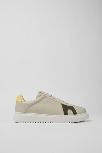 Side view of Twins Gray leather and nubuck sneakers for men
