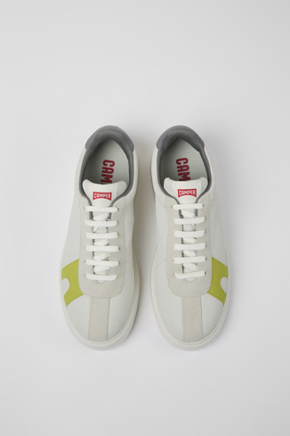 Overhead view of Runner K21 White non-dyed leather and nubuck sneakers for men