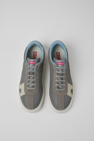 Overhead view of Runner K21 Gray leather and nubuck sneakers for men
