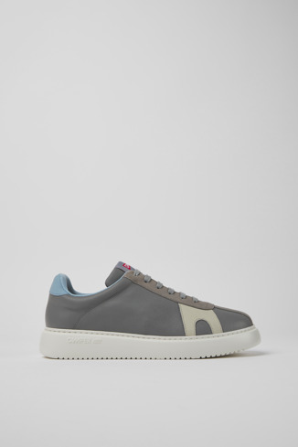 Side view of Runner K21 Gray leather and nubuck sneakers for men