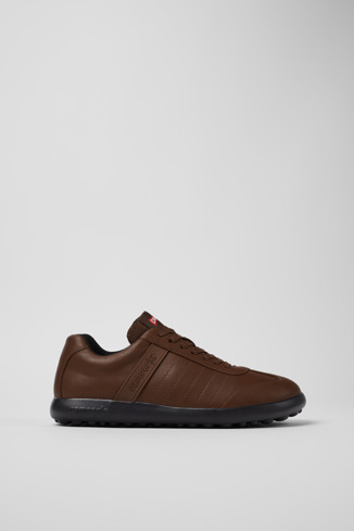 Side view of Pelotas XLite Brown leather sneakers for men