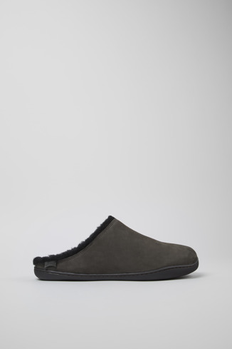 Side view of Peu Dark grey nubuck shoes for men