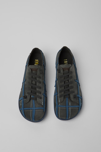 Overhead view of Twins Dark grey and blue nubuck shoes