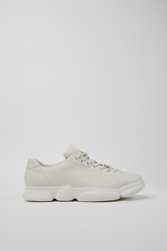 Side view of Karst White leather shoes for men