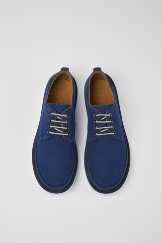 Overhead view of Wagon Blue textile and nubuck shoes for men