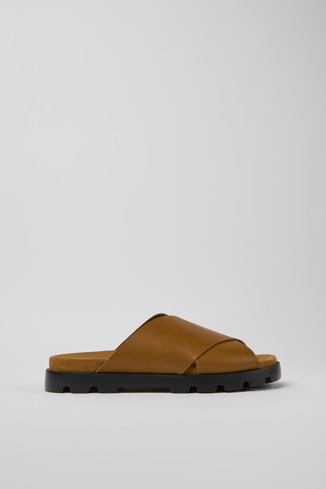 Side view of Brutus Sandal Brown leather sandals for men
